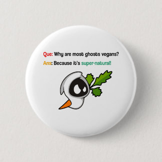 spooky vegan joke 6 cm round badge
