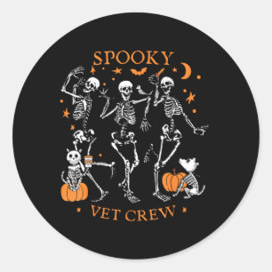 Spooky Vet Ccrew Skeleton Dancing Veterinary Med Classic Round Sticker