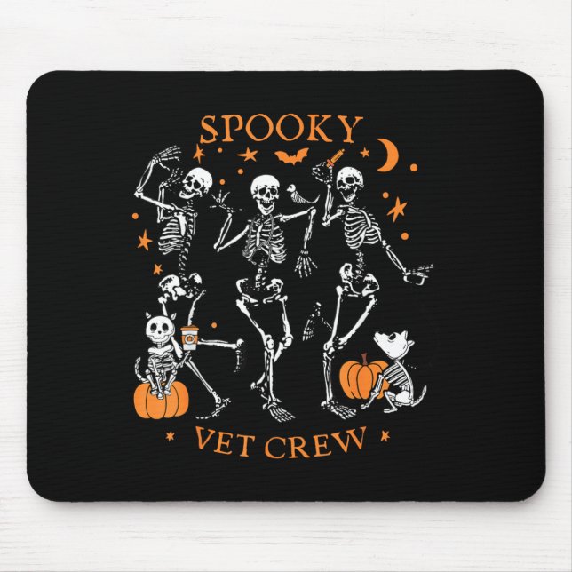 Spooky Vet Ccrew Skeleton Dancing Veterinary Med Mouse Pad (Front)