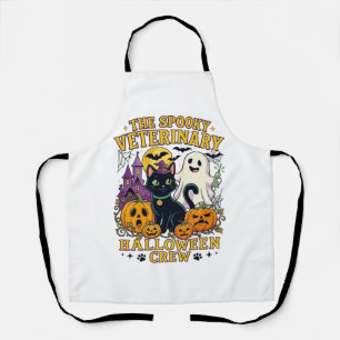 Spooky Veterinary Halloween Crew Black Cat Ghost P Apron