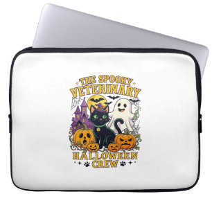Spooky Veterinary Halloween Crew Black Cat Ghost P Laptop Sleeve