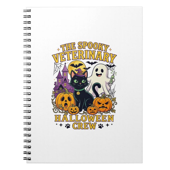 Spooky Veterinary Halloween Crew Black Cat Ghost P Notebook (Front)