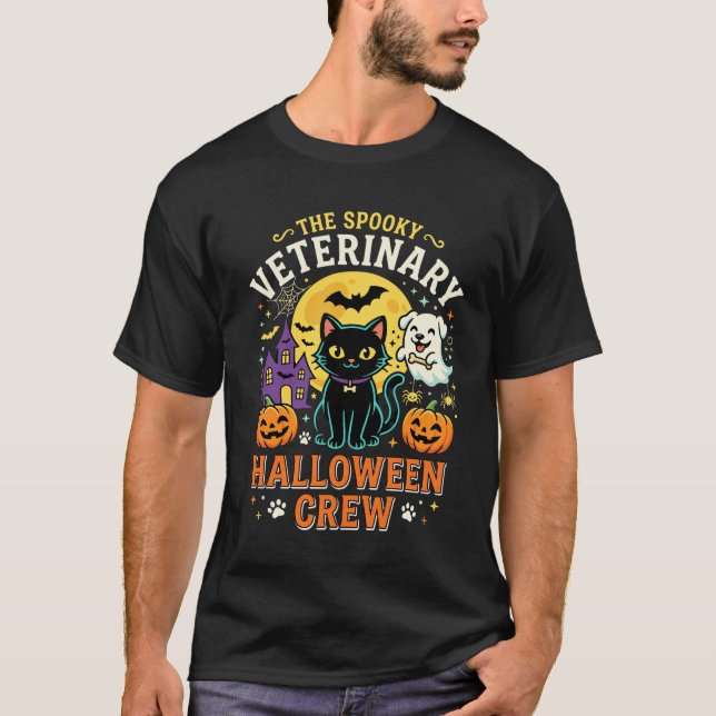 Spooky Veterinary Halloween Crew Design T-Shirt (Front)