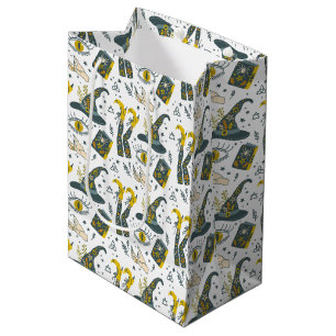 Spooky vibe colourful halloween symbols pattern medium gift bag