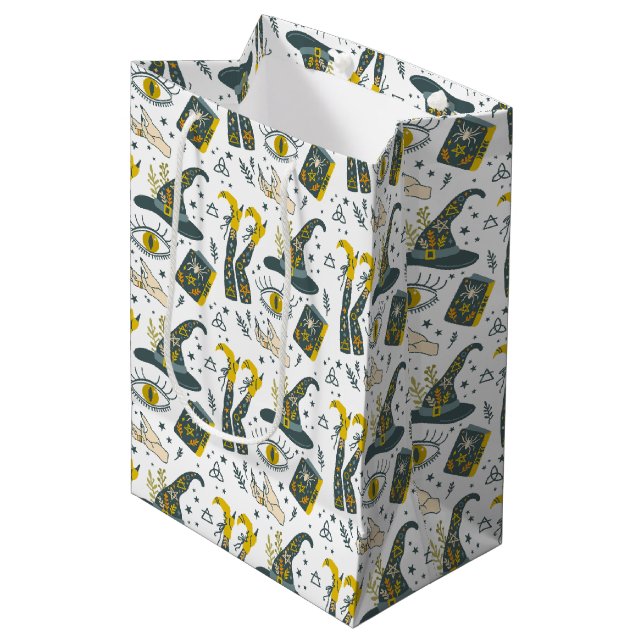 Spooky vibe colourful halloween symbols pattern medium gift bag (Front Angled)