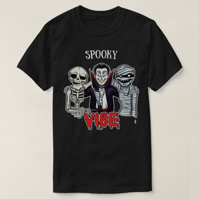 Spooky Vibe Funny Halloween Party Tee Scary Spooky (Design Front)