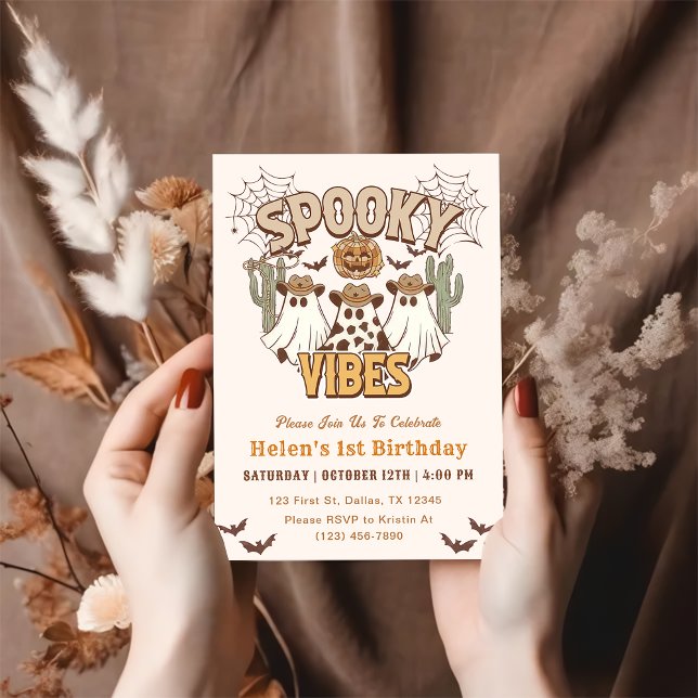 Spooky Vibes 1st Birthday Western Party Invitation (Creator Uploaded)