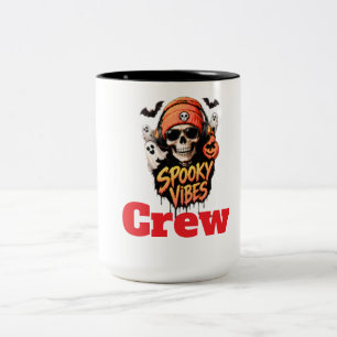 Spooky Vibes Crew Halloween skeleton Two-Tone Coffee Mug