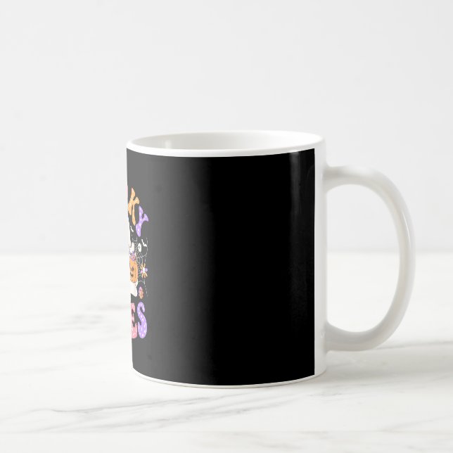Spooky vibes cute ghost jack o lantern retro coffee mug (Right)