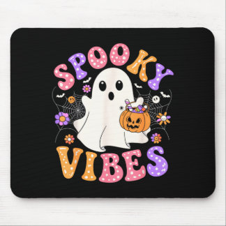 Spooky vibes cute ghost jack o lantern retro mouse pad