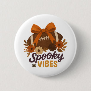 Spooky Vibes Football Fall Floral Halloween 6 Cm Round Badge