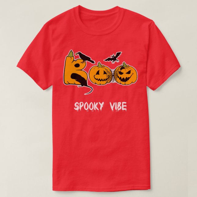 Spooky Vibes Funny Halloween Tee Scary Party Gift  (Design Front)