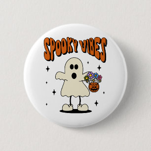 Spooky vibes ghost 6 cm round badge
