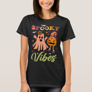 Spooky Vibes Ghost And Pumpkin Halloween Funny T-Shirt