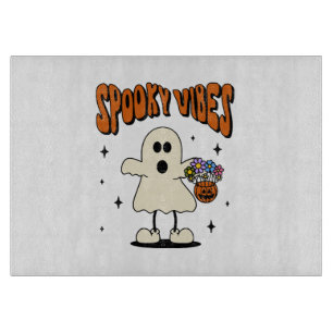 Spooky vibes ghost cutting board