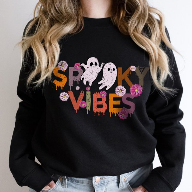 Spooky Vibes Ghost Halloween Sweatshirt (Creator Uploaded)