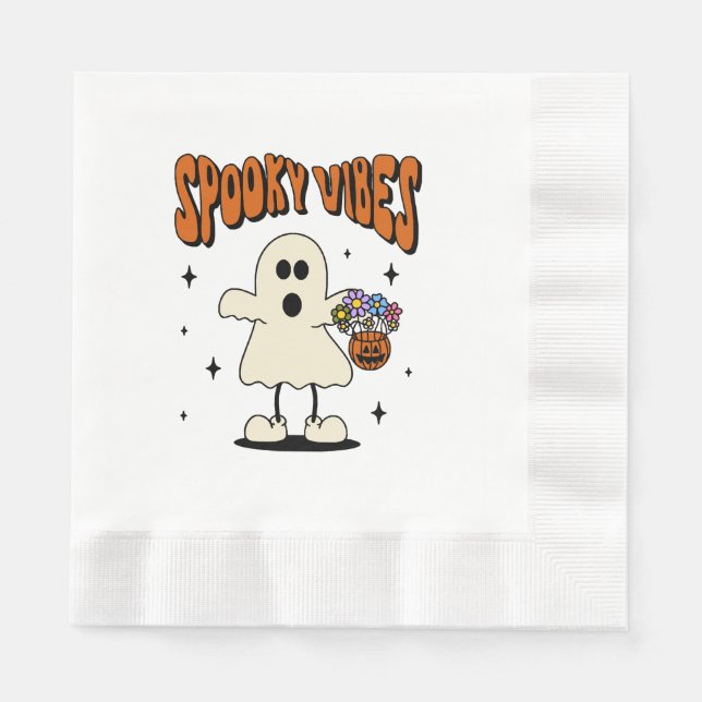 Spooky vibes ghost napkin (Front)