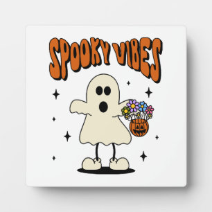 Spooky vibes ghost plaque