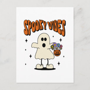 Spooky vibes ghost postcard