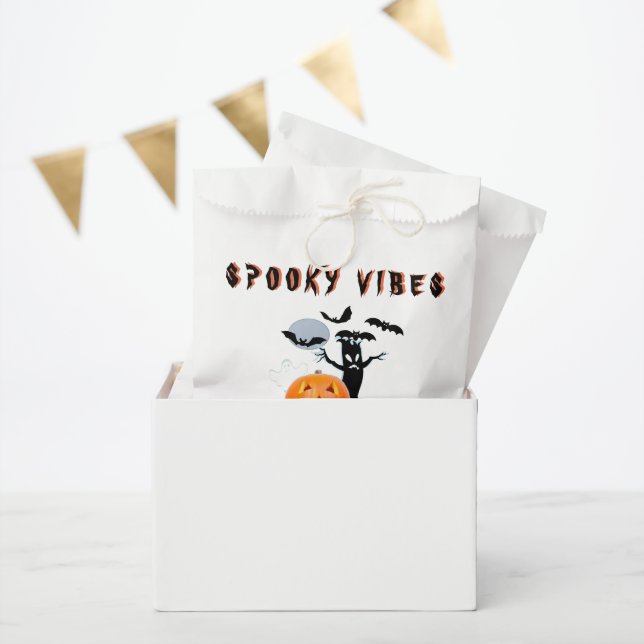 Spooky Vibes Ghost Pumpkin Halloween Design Favour Bag (Party)