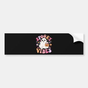 Spooky Vibes Ghost Retro Groovy Halloween Bumper Sticker