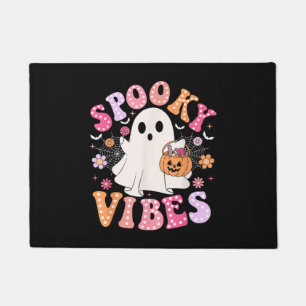 Spooky Vibes Ghost Retro Groovy Halloween Doormat