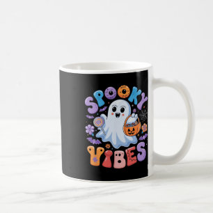 Spooky Vibes Ghost Retro Groovy Halloween Kids Gir Coffee Mug