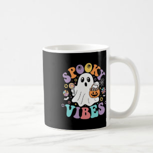 Spooky Vibes Ghost Retro Groovy Halloween Kids Gir Coffee Mug