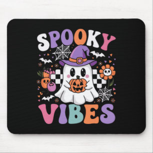Spooky Vibes Ghost Retro Groovy Halloween Kids Gir Mouse Pad