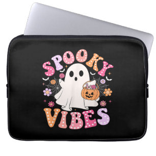 Spooky Vibes Ghost Retro Groovy Halloween Laptop Sleeve