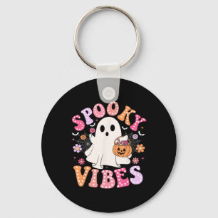 Spooky Vibes Ghost Retro Groovy Halloween Women Gi Key Ring