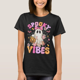 Spooky Vibes Ghost Retro Groovy Halloween Women Gi T-Shirt