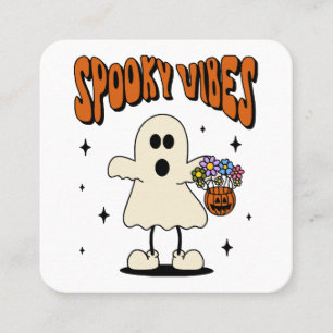 Spooky vibes ghost square business card