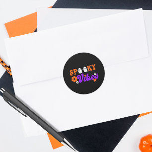 Spooky Vibes Ghosts Classic Round Sticker