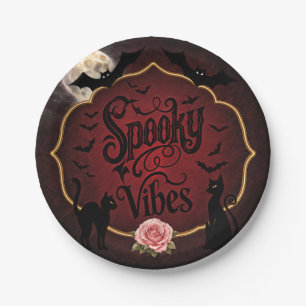 Spooky Vibes Gothic Halloween Paper Plate
