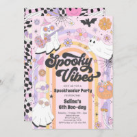 Spooky Vibes Halloween Cute Groovy Ghost Birthday 