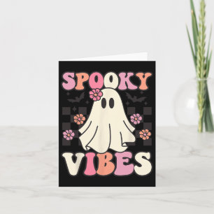 Spooky Vibes Halloween Ghost Costume Retro Groovy  Card