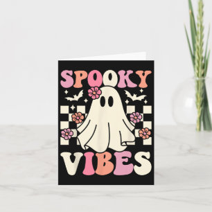 Spooky Vibes Halloween Ghost Costume Retro Groovy Card