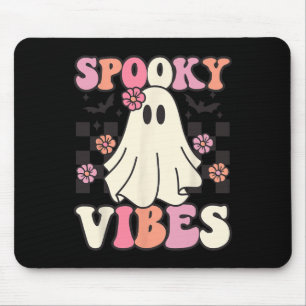 Spooky Vibes Halloween Ghost Costume Retro Groovy Mouse Pad