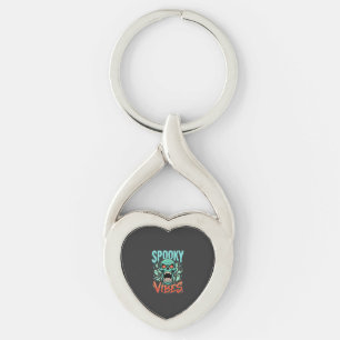 Spooky Vibes Halloween Ghost Skull Design_1 Key Ring