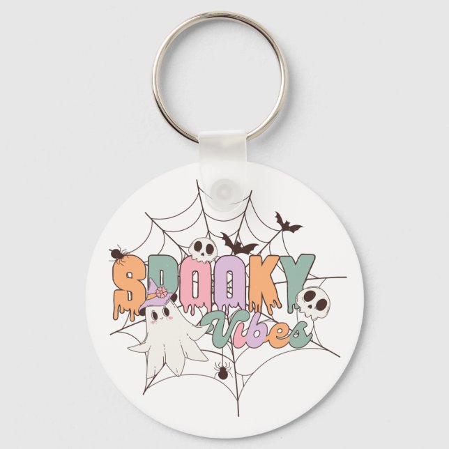Spooky Vibes Halloween Key Ring (Front)