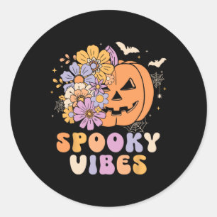 Spooky Vibes Halloween Pumpkin Costume Retro Groov Classic Round Sticker