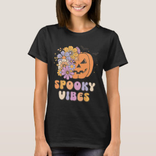 Spooky Vibes Halloween Pumpkin Costume Retro Groov T-Shirt