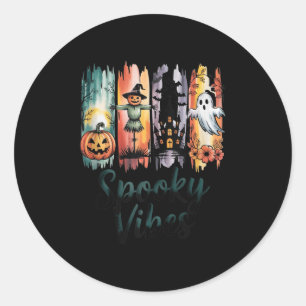 Spooky Vibes Halloween Pumpkin Ghost Bat Haunted H Classic Round Sticker