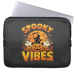 Spooky Vibes Halloween Pumpkin Witch Design_1 Laptop Sleeve