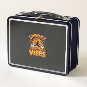 Spooky Vibes Halloween Pumpkin Witch Design_1 Metal Lunch Box