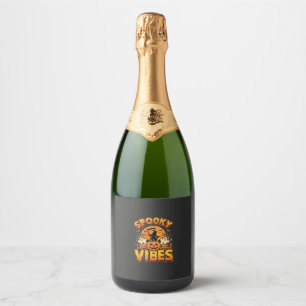 Spooky Vibes Halloween Pumpkin Witch Design_1 Sparkling Wine Label
