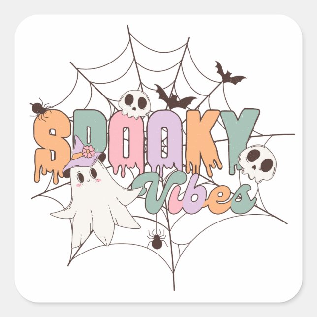 Spooky Vibes Halloween Square Sticker (Front)