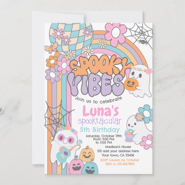 Spooky Vibes Hippie Halloween ANY AGE Invitation (Front)