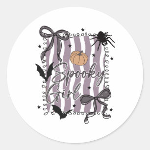 Spooky Vibes Let’s Go Ghouls Halloween Spooky Girl Classic Round Sticker